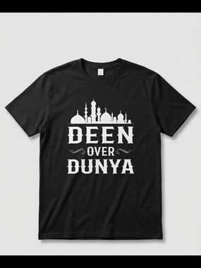Black "Deen Over Dunya" Graphic Men's T-Shirt